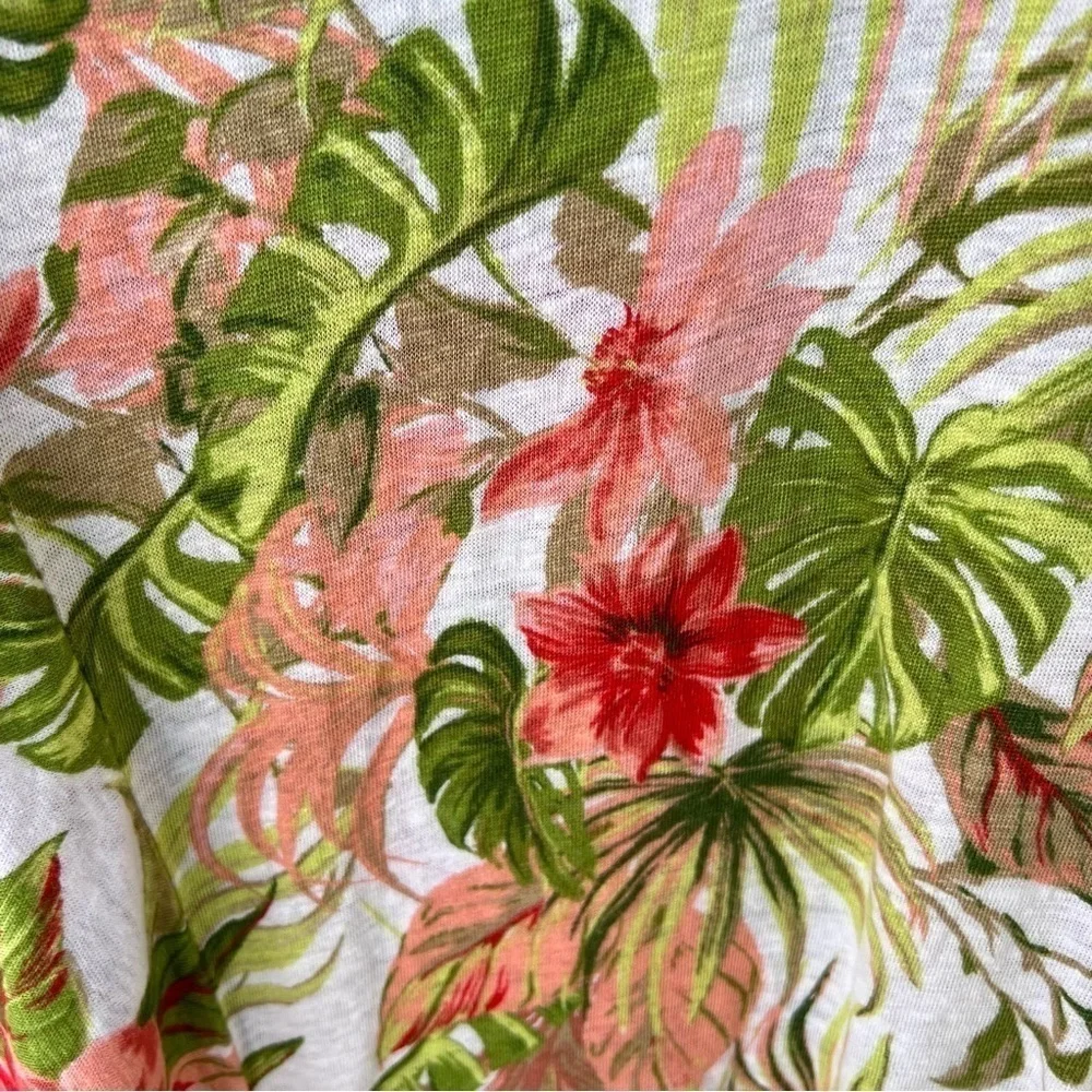 J.JILL LOVE LINEN TROPICAL FLORAL PRINT TIE FRONT BOXY TOP SIZE MEDIUM - Picture 8 of 8